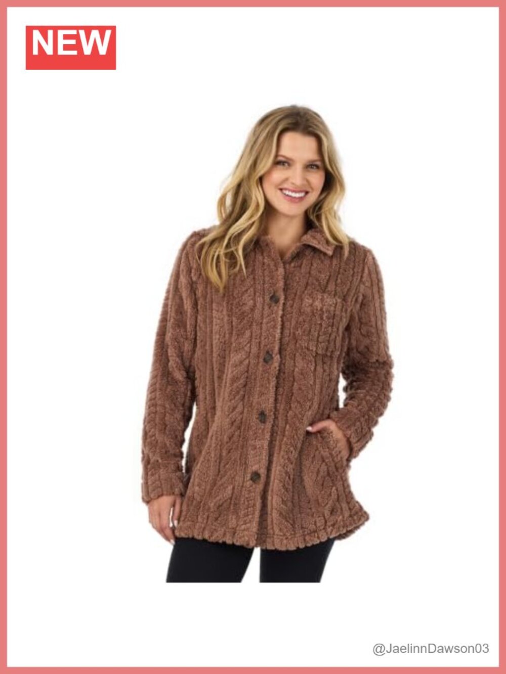 Sherpa Shacket Women Button Down Shirt Jacket Soft Cozy Cable Knit